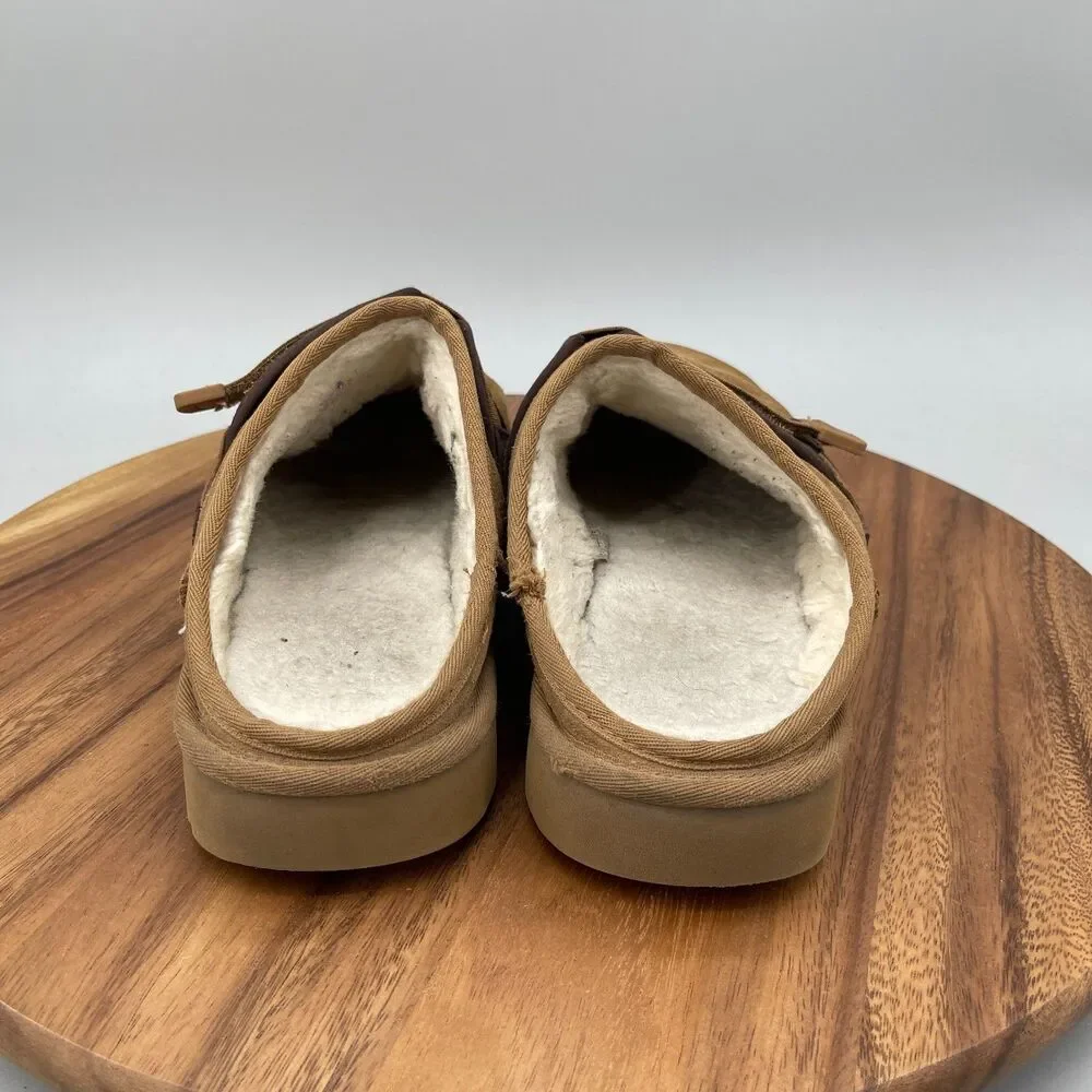 UGG Dune Slip On Slippers Mens 10 Brown Suede Sheepskin Casual Comfort Shoes